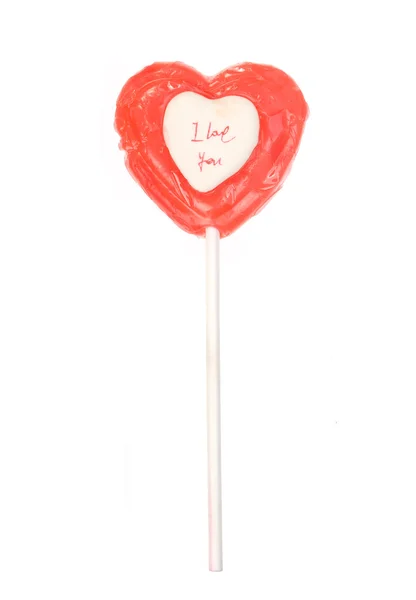 Red heart-lollipop — Stock Photo, Image