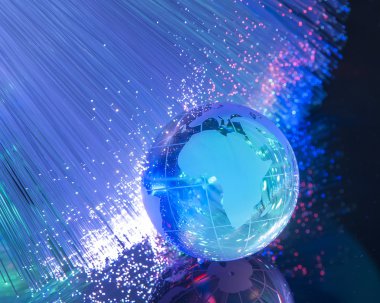 Dünya harita teknolojisi tarzı fiber optik arka plan