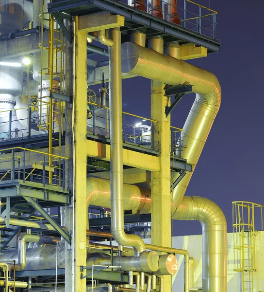 Refinery industrial plant with Industry boiler at night — Stock Photo, Image