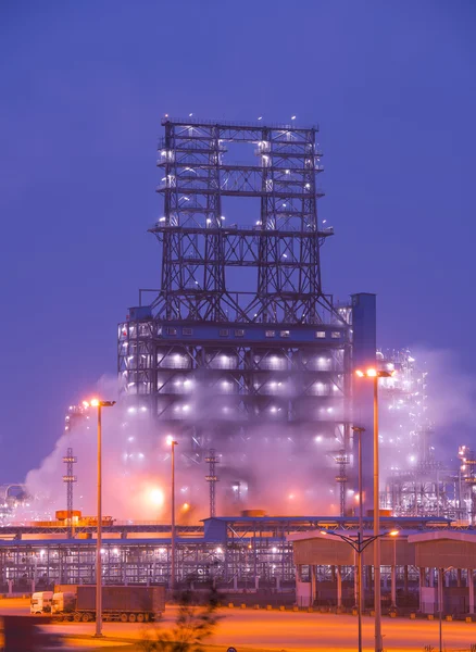 Refinery industrial plant with Industry boiler at night — Stock Photo, Image