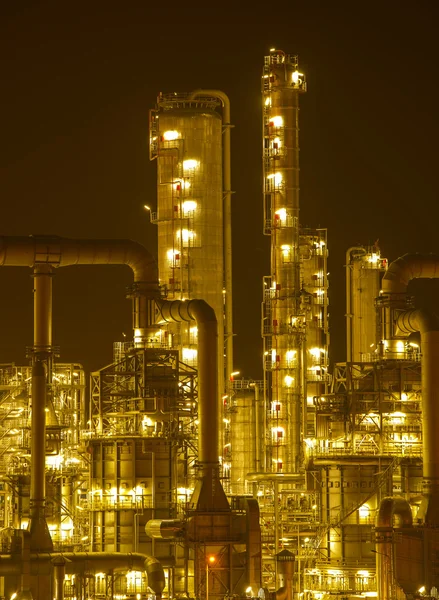 Refinery industrial plant with Industry boiler at night — Stock Photo, Image