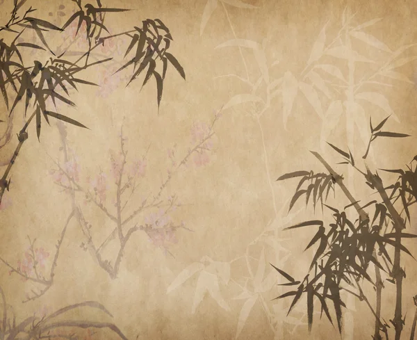Bambus na starém grunge papíru textury pozadí — Stock fotografie