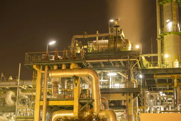 Refinery industrial plant with Industry boiler at night — Stock Photo, Image