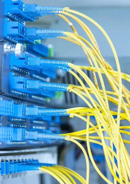 Technology center with fiber optic equipment — Stock Photo, Image