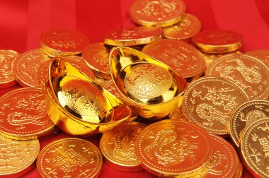 Çin Altın külçe demek sembolleri zenginlik ve refah