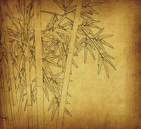 Старая бумажная текстура с бамбуком — стоковое фото
