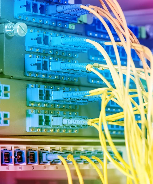 Technology center with fiber optic equipment — Stock Photo, Image