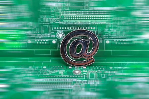 E-mail symbol on circuit board — Stock Photo, Image