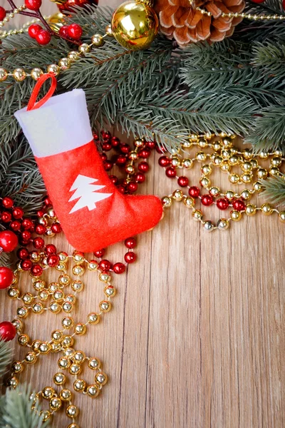 Calza di Natale con cornice di confine regali — Foto Stock