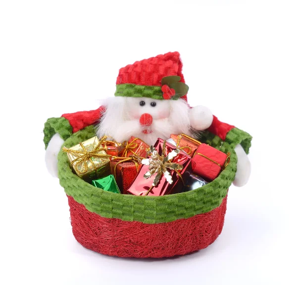 Little basket with gifts for Christmas — Stock Photo, Image