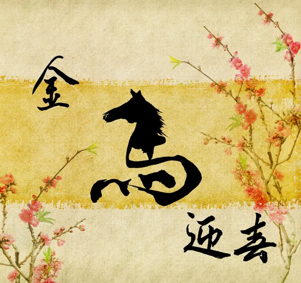 Calligraphie de cheval, calligraphie chinoise. mot pour "cheval", avec pl — Photo