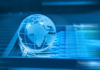 Dünya harita teknolojisi tarzı fiber optik arka plan