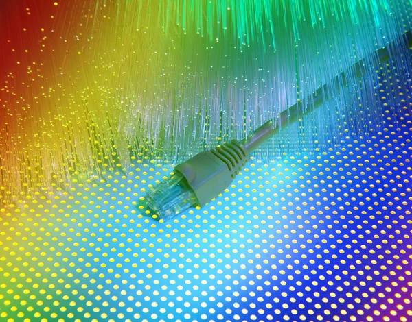 Netwerkkabel met hightech technologie kleur achtergrond — Stockfoto
