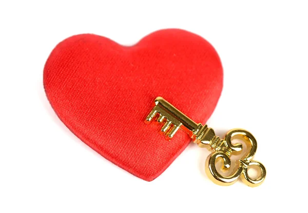 キーと心臓、バレンタインの概念 — ストック写真
