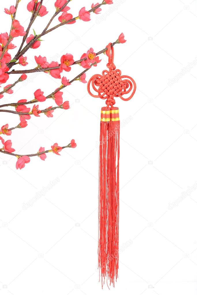 Traditional chinese knot,calligraphy mean happy new year