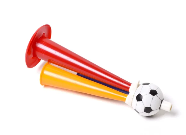 Football soccer triple fan trumpet — Stock Photo, Image