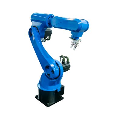 Sanayi için robotik kol beyazda izole