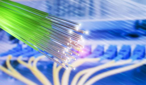 超高速インターネット通信用光ファイバーネットワークケーブル — ストック写真