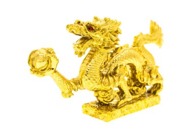 Beyaz arka planda izole edilmiş ejderha sanatı ile yeni yıl dekorasyonu