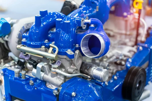 Blue Modern Powerful Car Engine Section — Fotografia de Stock