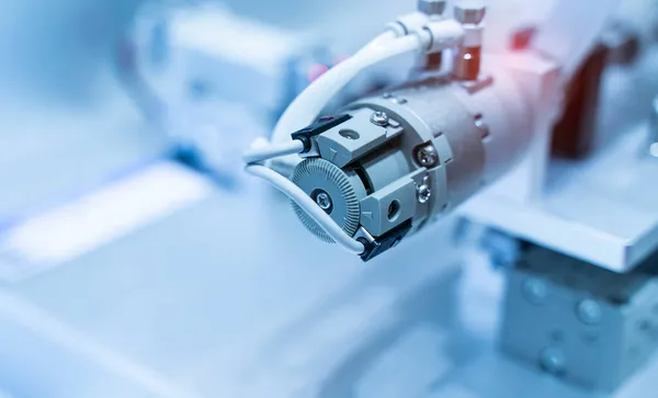 Endüstriyel Makinede Robotik Pnömatik Piston Ünitesi Otomatik Sıkıştırılmış Hava Fabrikası — Stok fotoğraf