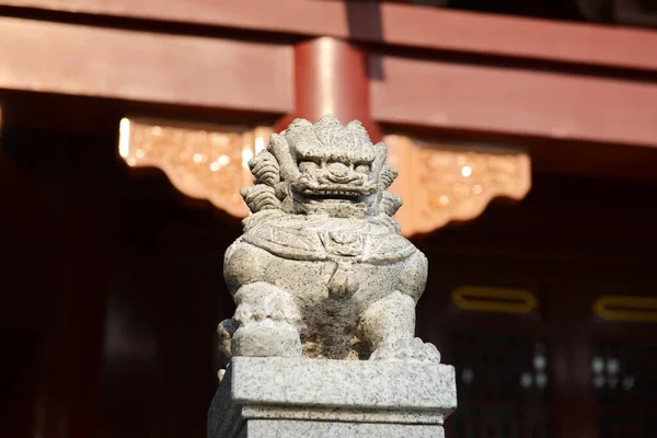 Leão Pedra Chinês Templo Chinês — Fotografia de Stock