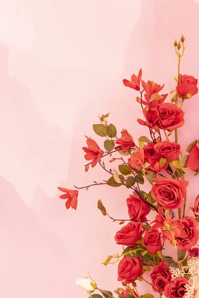 Rose Texture Background Wedding Scene Artificial Flowers Wall — Stock Photo, Image