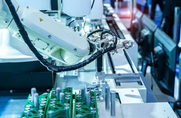Robotické Rameno Pro Elektronickou Montážní Linku Robot Pro Výrobní Proces — Stock fotografie