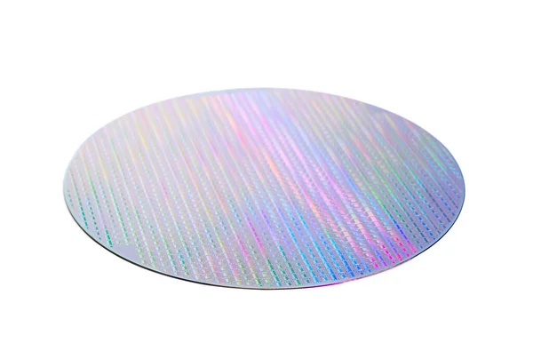 Silicon Wafer Med Marker Isolerad Vit Bakgrund — Stockfoto