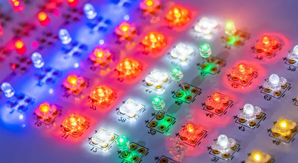 Ledライト 照明用の多色電球 色光の質感 ロイヤリティフリーのストック画像