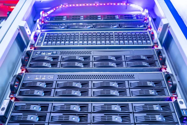 Server Con Rack Nella Sala Server Concetto Data Center — Foto Stock