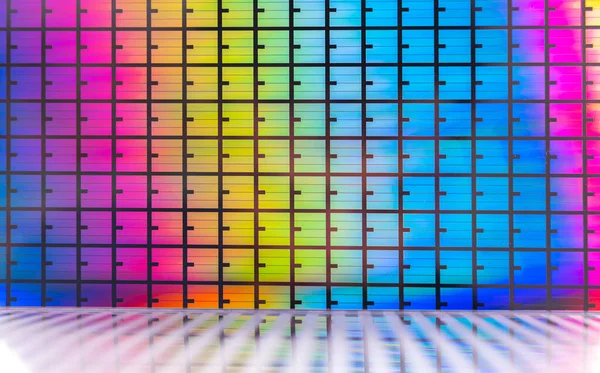 Silizium Chip Wafer Reflektiert Verschiedene Farben — Stockfoto