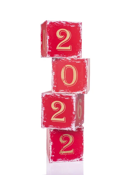 赤のブロックとテキストと2022年の概念 — ストック写真