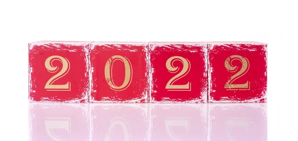 2022 Jaar Concept Met Rode Blokken Tekst — Stockfoto