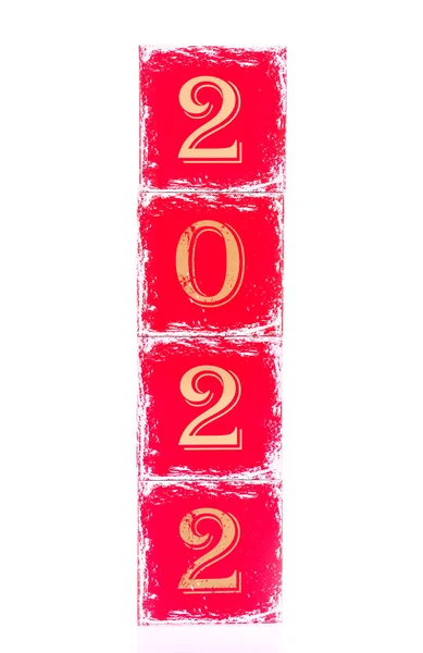 Koncepcja Roku 2022 Czerwonymi Blokami Tekstem — Zdjęcie stockowe