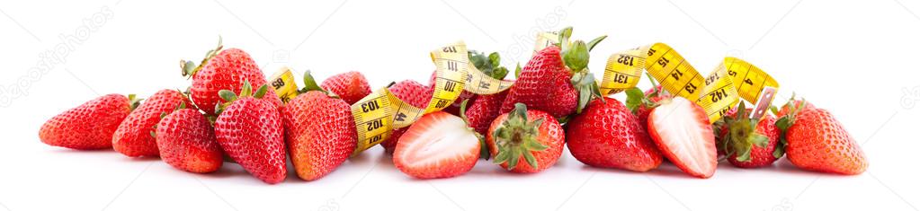 Strawberries with tape in panoramic