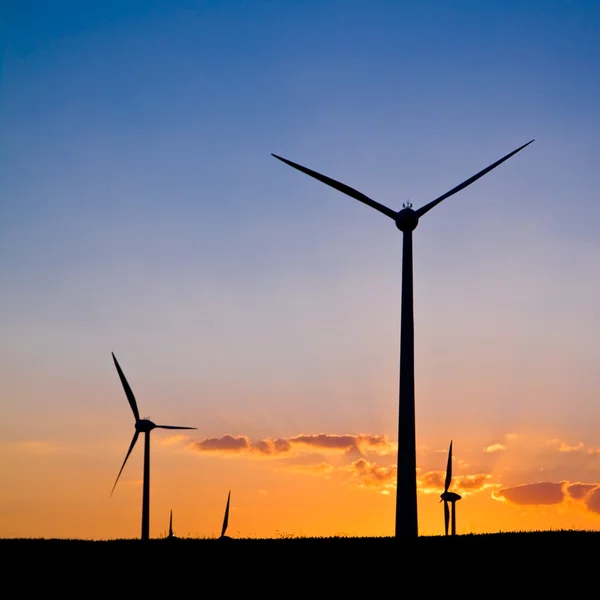 Windmolens met zonsondergang — Stockfoto