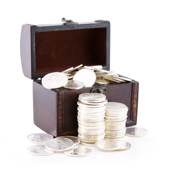Caja de monedas de plata —  Fotos de Stock