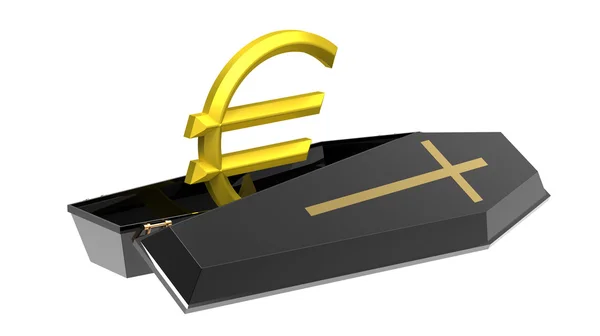 Euro en ataúd — Foto de Stock