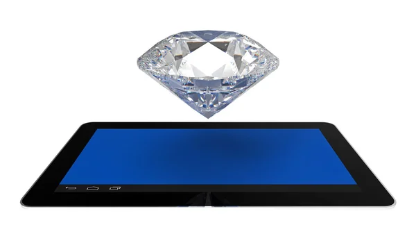 Diamant über Tablet-Computern — Stockfoto