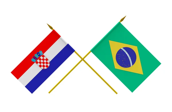 Drapeaux, Brésil et Croatie — Photo