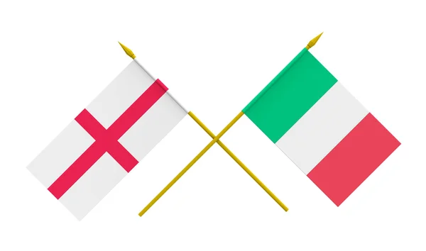 Vlajky, Anglie a Itálie — Stock fotografie
