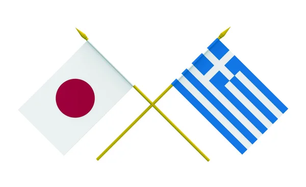 Flaggor, japan och Grekland — Stockfoto