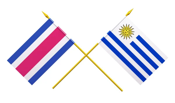 Flaggen, Uruguay und Costa Rica — Stockfoto