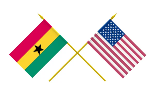 Vlajky, ghana a usa — Stock fotografie