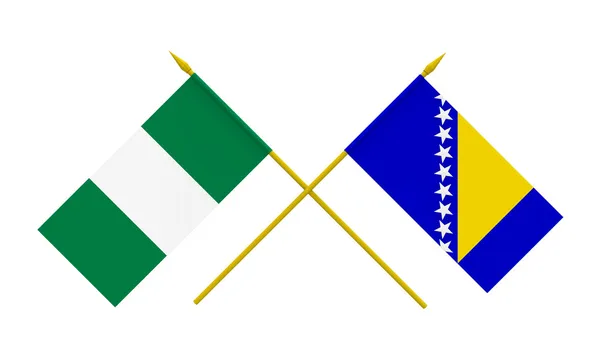Flags, Nigeria and Bosnia and Herzegovina — Stock Photo, Image