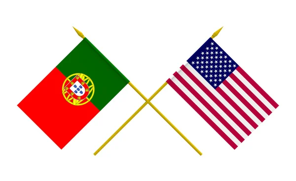 Flaggor, usa och portugal — Stockfoto