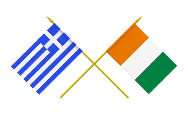 Drapeaux, Grèce et Côte d'Ivoire — Photo