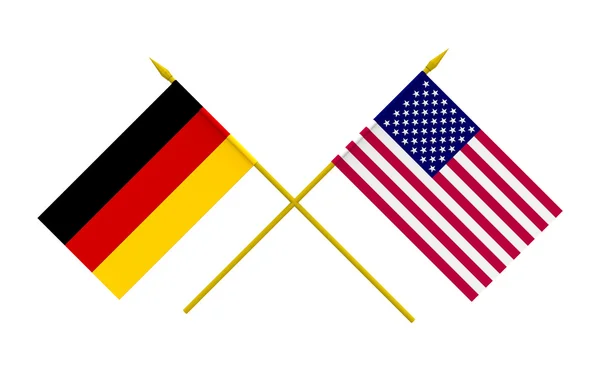 Drapeaux, États-Unis et Allemagne — Photo