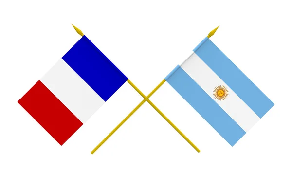 旗帜、 阿根廷和法国 — 图库照片